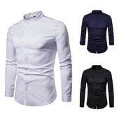 Cămașă modernă pentru bărbați, model montat cu broderie