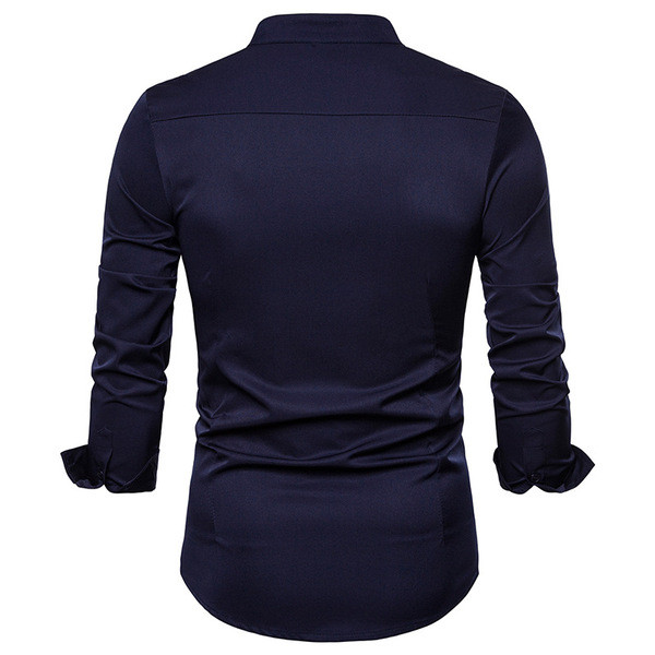 Cămașă modernă pentru bărbați, model montat cu broderie