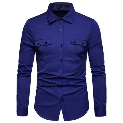 Cămașă de bărbați actuală cu buzunare și nasturi