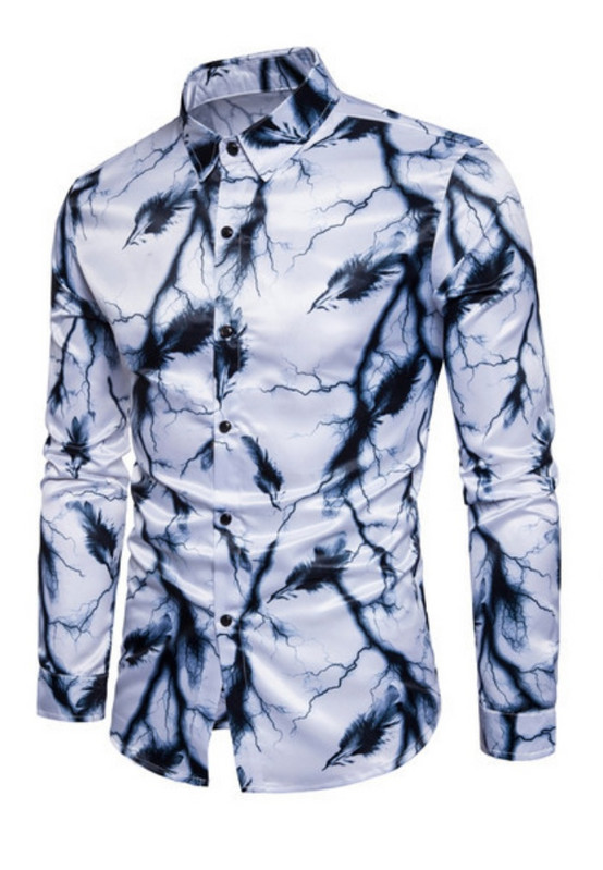 Cămașă elegantă pentru bărbați, cu nasturi și mâneci lungi