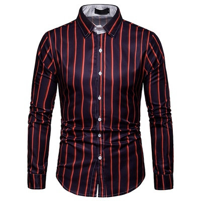 Cămașă bărbătească actuală în dungi model cu nasturi