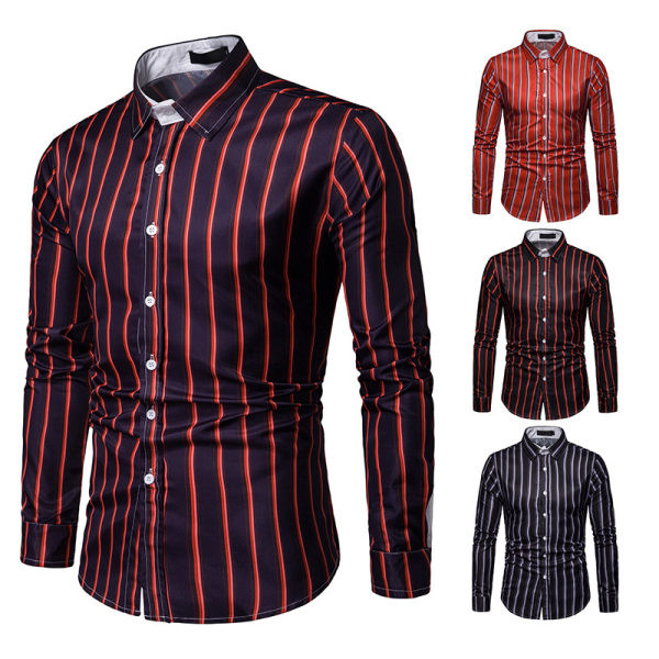 Cămașă bărbătească actuală în dungi model cu nasturi