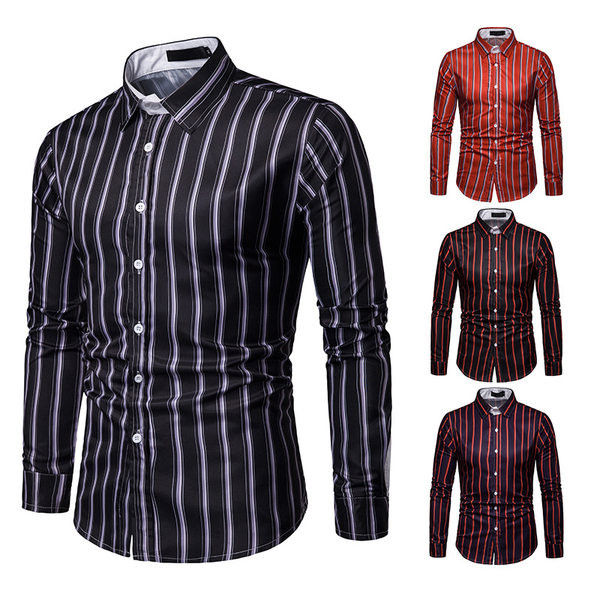 Cămașă bărbătească actuală în dungi model cu nasturi