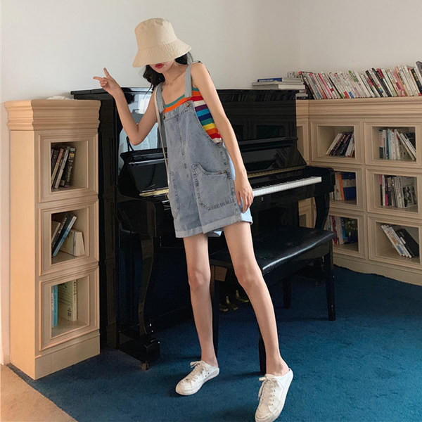 Salopeta de vara dama cu dogi in albastru