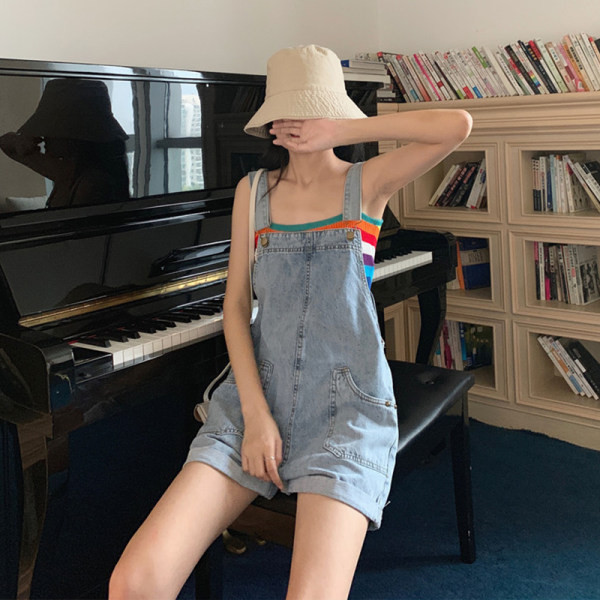 Salopeta de vara dama cu dogi in albastru