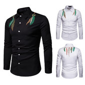 Cămașă casual bărbătească cu broderie uni