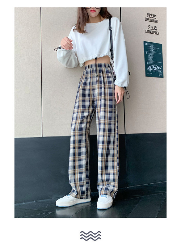 Pantaloni casual dama in carouri - model larg