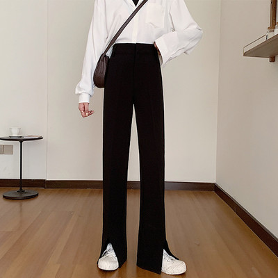 Pantaloni de dama negri cu talie inalta