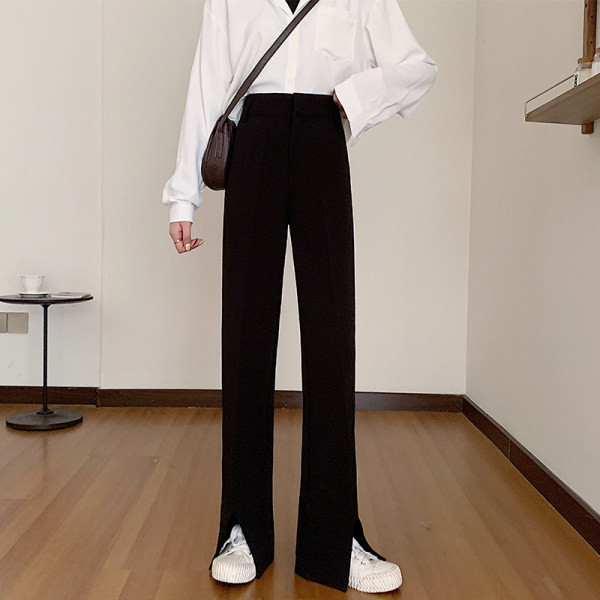 Pantaloni de dama negri cu talie inalta