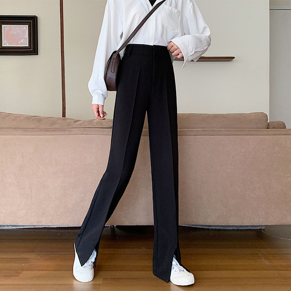 Pantaloni de dama negri cu talie inalta