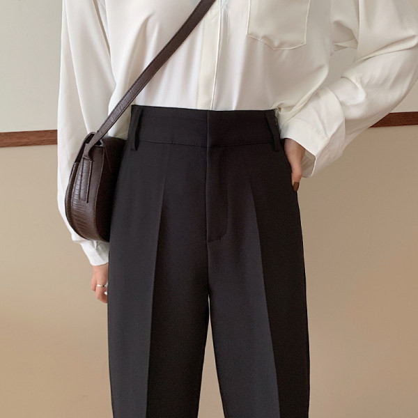 Pantaloni de dama negri cu talie inalta