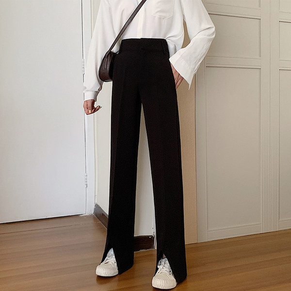 Pantaloni de dama negri cu talie inalta