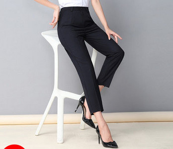 Дамски модерен панталон с копче и висока талия