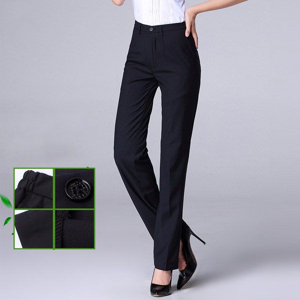 Дамски модерен панталон с копче и висока талия