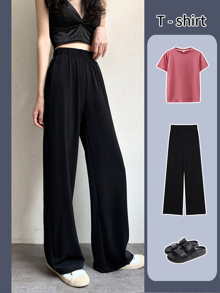 Дамски широк панталон в черен цвят -два модела