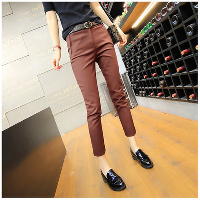 Стилен дамски панталон  с колан и висока талия