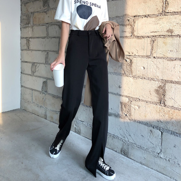 Pantaloni de dama cu crapaturi si talie inalta in trei culori