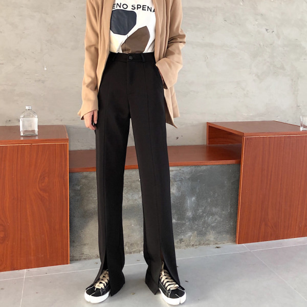 Pantaloni de dama cu crapaturi si talie inalta in trei culori