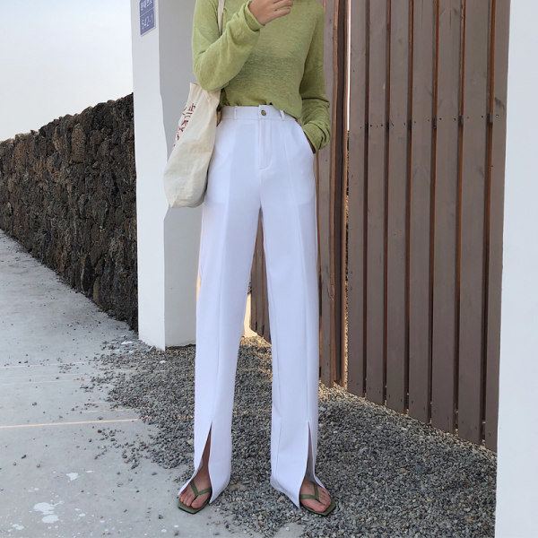 Pantaloni de dama cu crapaturi si talie inalta in trei culori