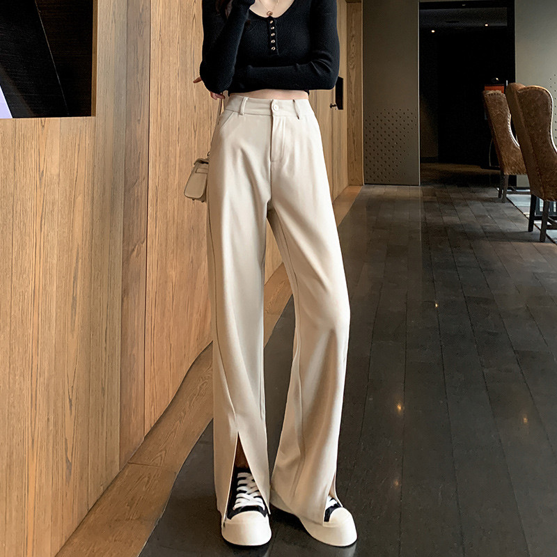 Pantaloni moderni de dama cu crapaturi si talie inalta