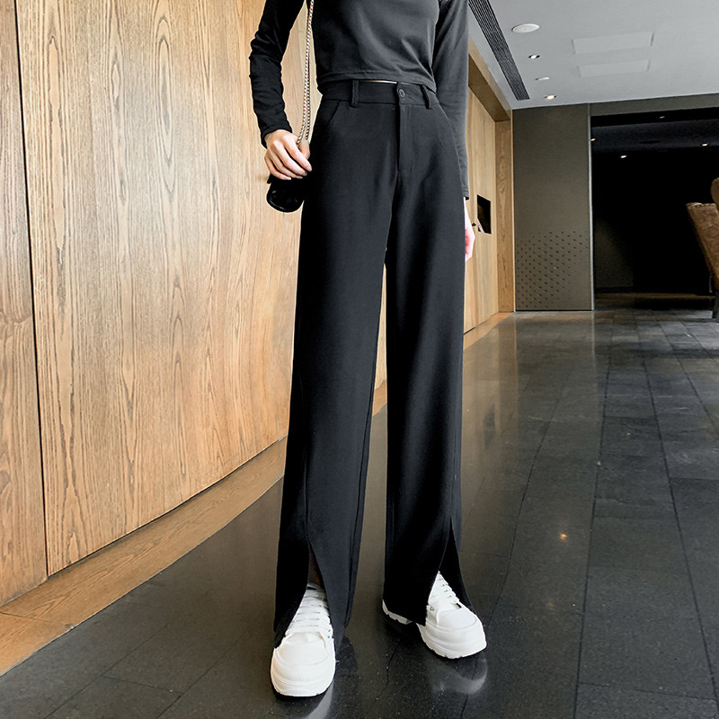 Pantaloni moderni de dama cu crapaturi si talie inalta