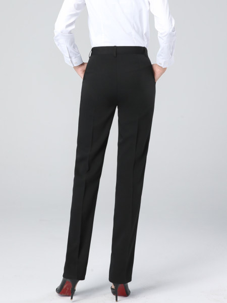 Pantaloni de dama model drept cu talie inalta - culoare neagra