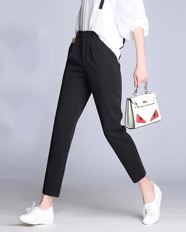 Модерен дамски панталон в черен цвят - два модела