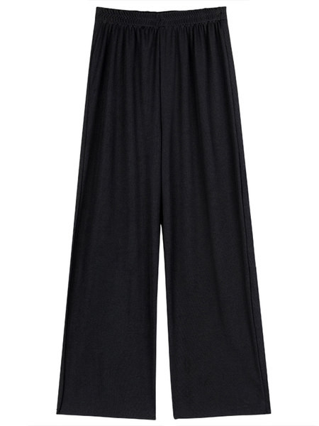 Pantaloni largi moderni de dama cu talie inalta in negru