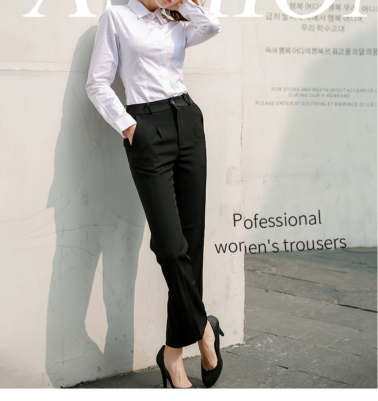 Дамски модерен панталон в черен цвят и висока талия 