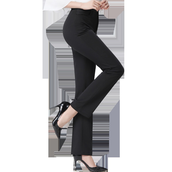 Модерен дамски черен панталон с висока талия