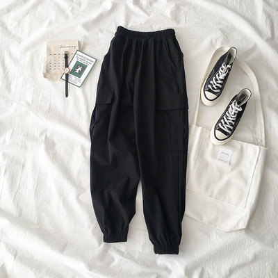 Pantaloni lungi de dama cu buzunare si talie elastica