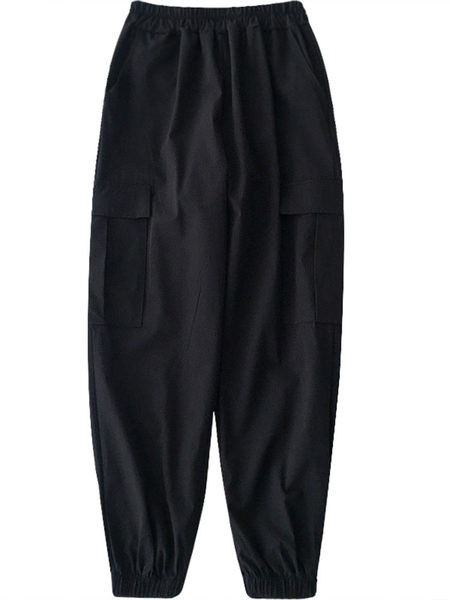 Pantaloni lungi de dama cu buzunare si talie elastica