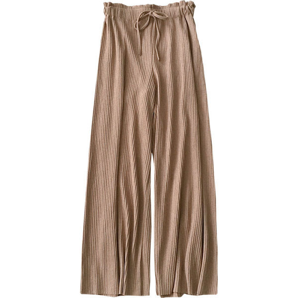 Pantaloni de dama plisati cu cravate in bej si negru