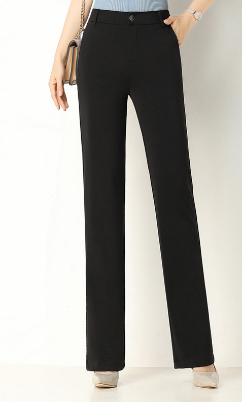 Прав модел дамски панталон с висока талия в черен цвят