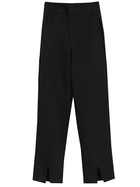 Pantaloni casual de damă cu fante în negru