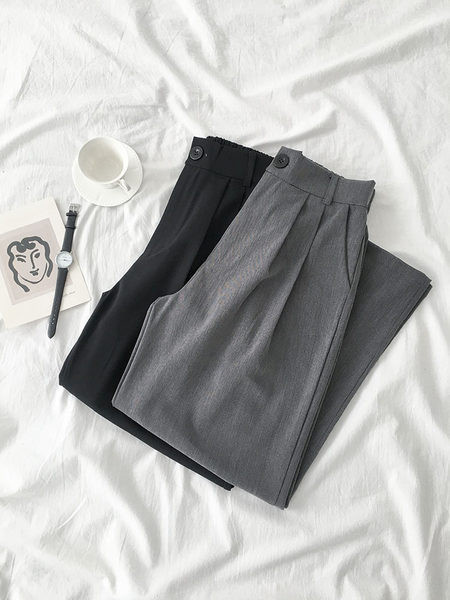 Pantaloni de dama monocolor cu talie inalta in doua culori