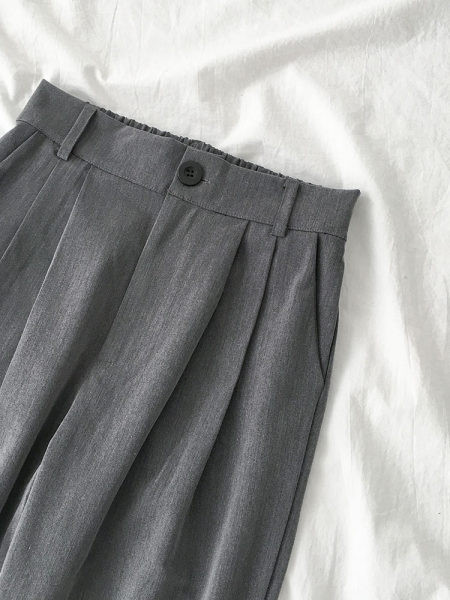 Pantaloni de dama monocolor cu talie inalta in doua culori