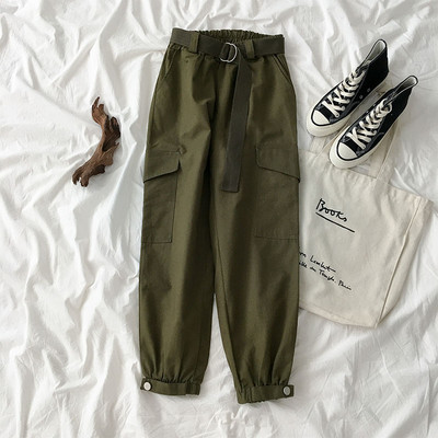 Pantaloni moderni de dama cu curea si buzunare in trei culori