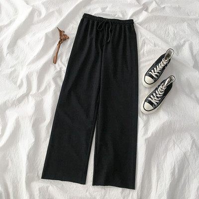 Дамски панталони с ластична талия и връзки - широк модел