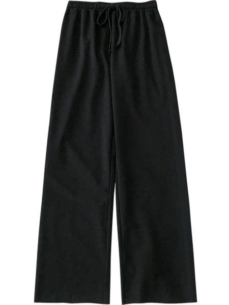 Дамски панталони с ластична талия и връзки - широк модел