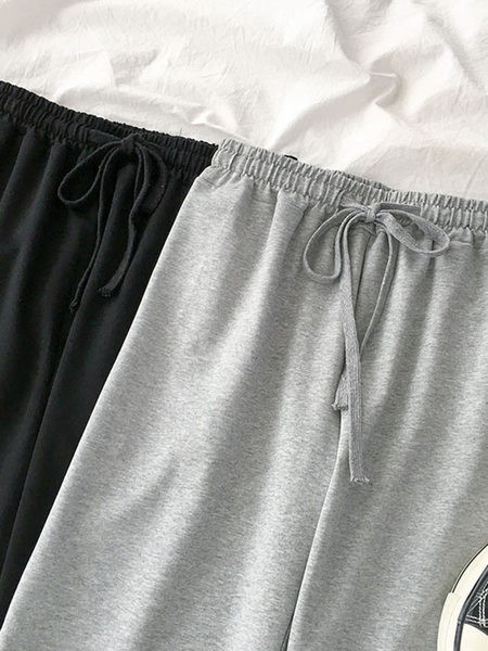 Дамски панталони с ластична талия и връзки - широк модел