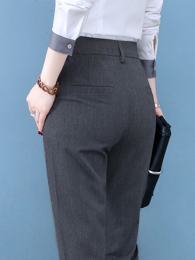 Дамски летен панталон с висока талия и джобове