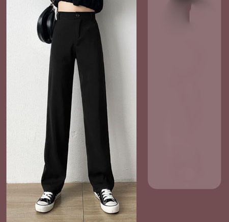 Дамски широки панталони с копче и висока талия 