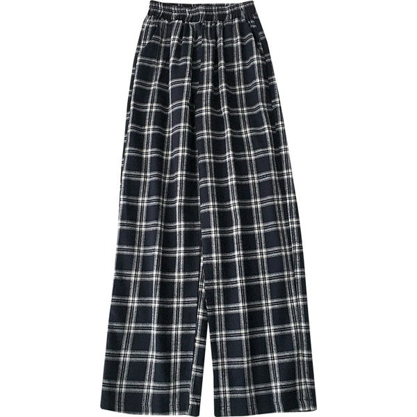 Pantaloni dama in carouri cu talie elastica