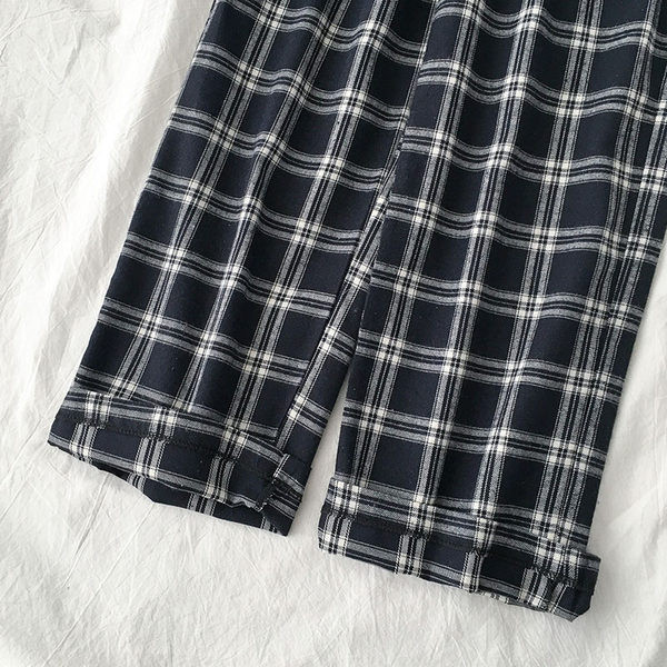 Pantaloni dama in carouri cu talie elastica