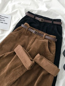 Pantaloni de dama moderni din catifea cu buzunare