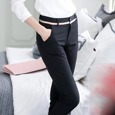 Pantaloni de primavara dama cu nasture si talie inalta