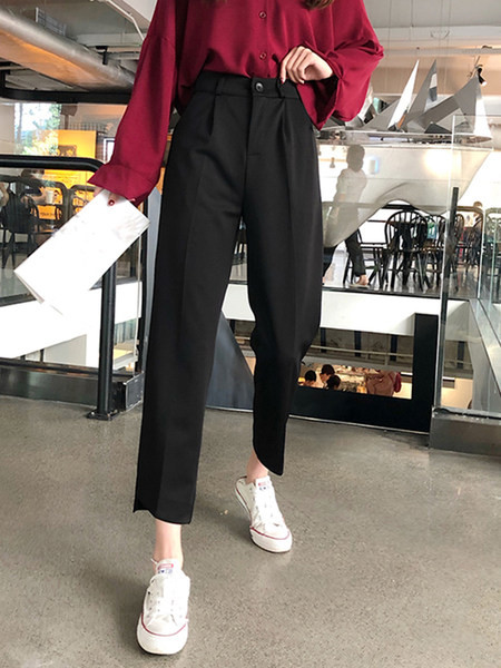 Pantaloni de dama cu talie inalta si buzunar