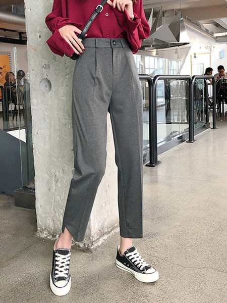 Pantaloni de dama cu talie inalta si buzunar