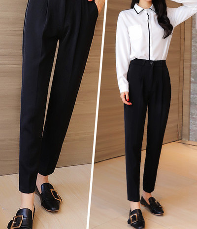 Pantaloni casual dama in negru - potriviti pentru primavara si vara